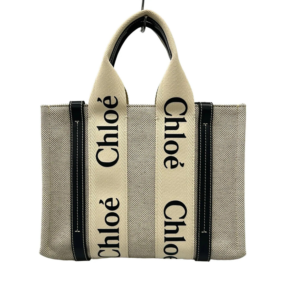 Chloe Woody Small Tote Bag Beige Black #338297C74B